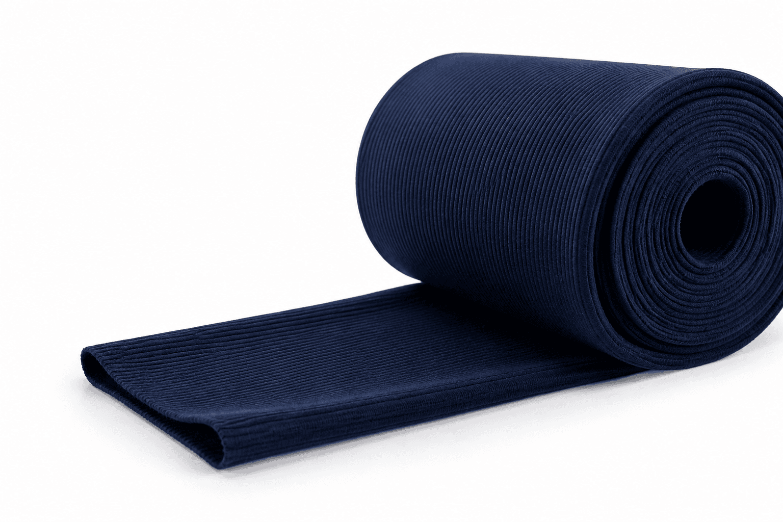 Derin indigo 2x2 ribana rulosu ve açılmış ribana bandı